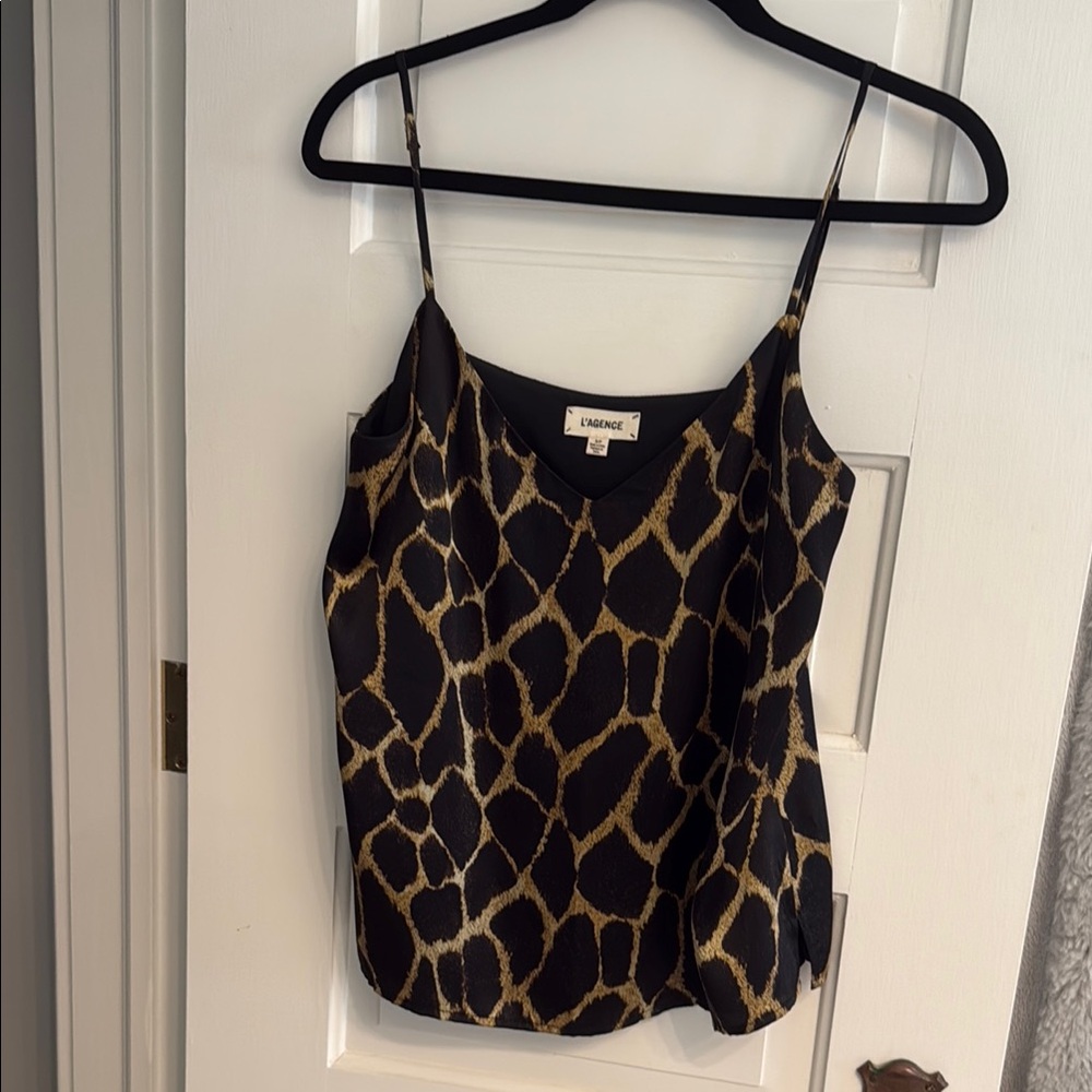 L'AGENCE Brown and Black Graphic Camisole